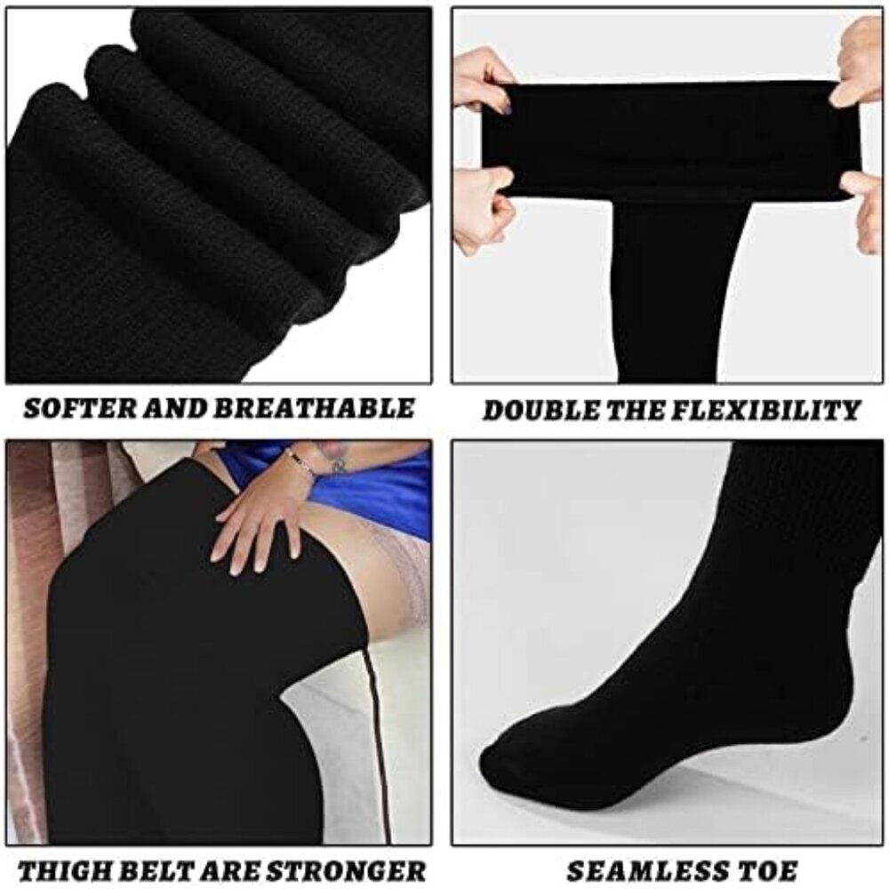 Plus Size Womens Thigh High Socks for Thick Thighs- Extra Long & Thick Over the - Picture 4 of 6